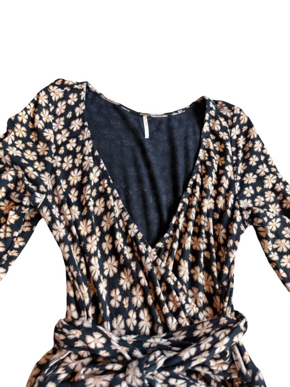Free People Pradera Mini Dress Faux Wrap Stretchy Floral Print Comfy Size XS - Picture 3 of 16
